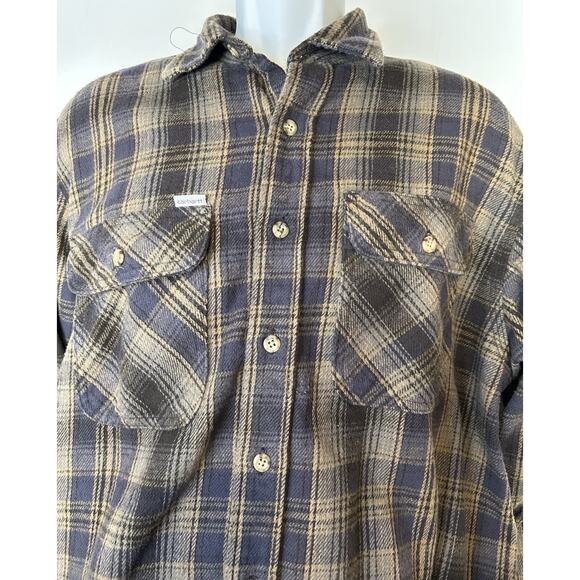 Carhartt Plaid Heavyweight Flannel Work Shirt Mens Size XL Tall.Rugged-Button up - Picture 3 of 13